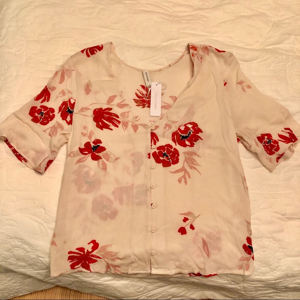 Gentle Fawn button up short sleeve blouse NWT!